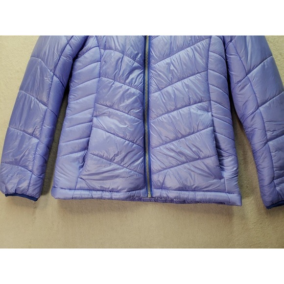 Gerry Puffer Jacket Girls Large Purple Nylon Long Sleeve Hooded Full Zipper Logo - Picture 4 of 9